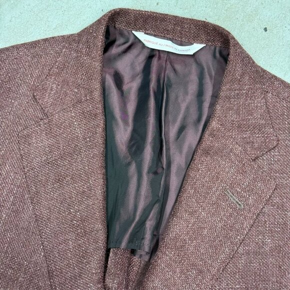 Samuelsohn Wool Linen Silk Blazer Unstructured Sport Coat Current Burgundy 46 R - Picture 5 of 11